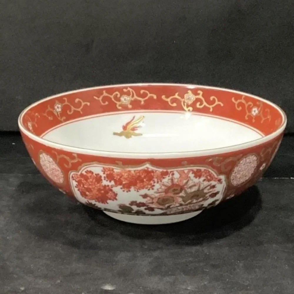 Imari Japan Vegetable Bowl, Vintage Hand Painted Floral &‎ Birds, Serving Dish